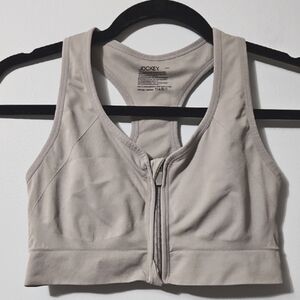 Jockey Women's Zip Front Sports Bra - Gray Size L